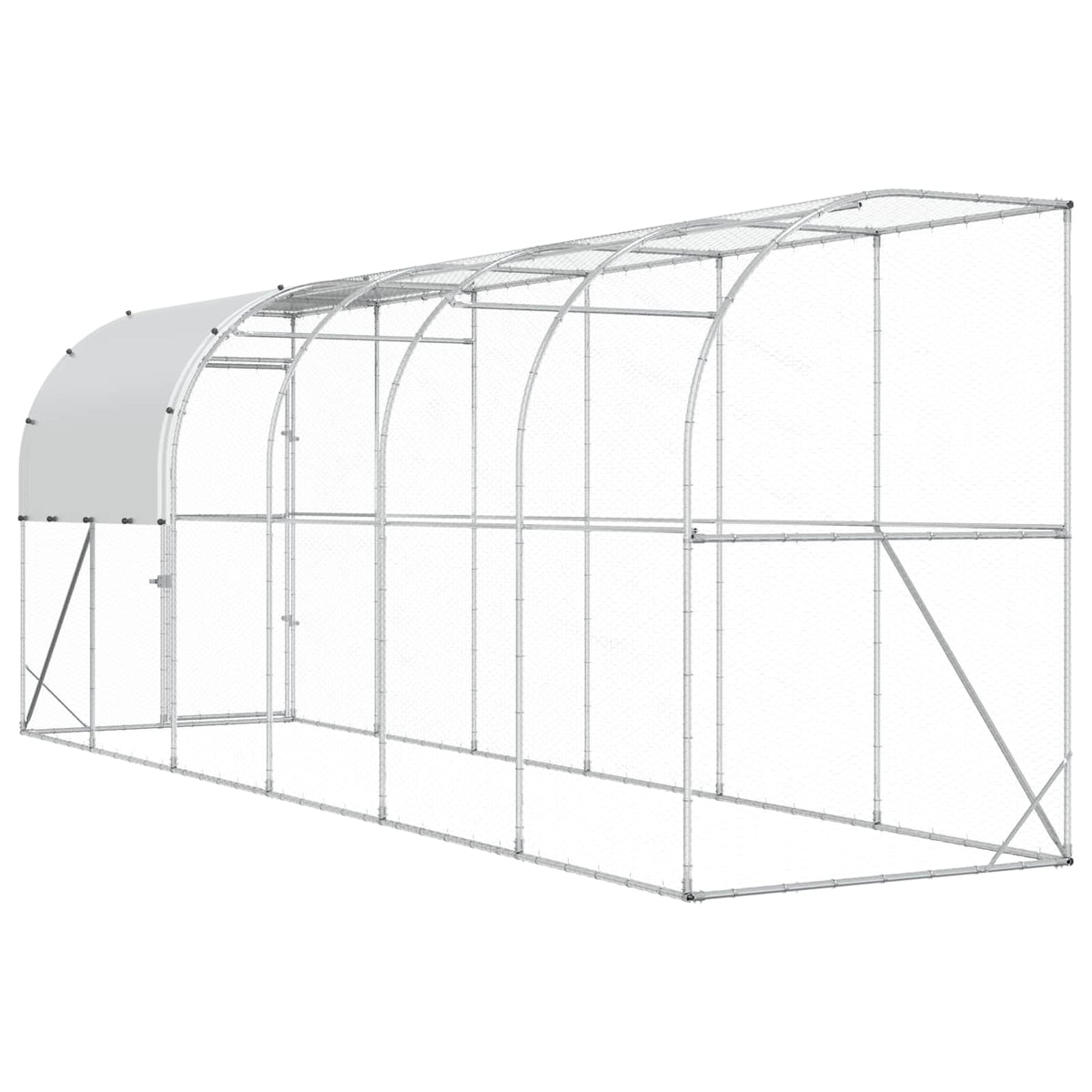 Against Wall Chicken Coop Silver 600 x 100 x 215 cm