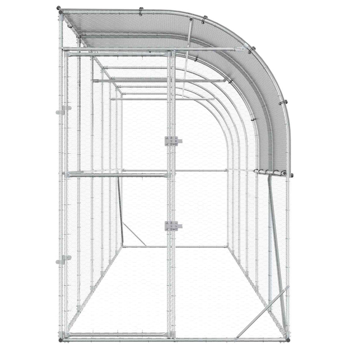 Against Wall Chicken Coop Silver 600 x 100 x 215 cm