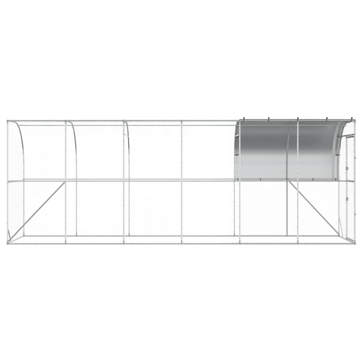 Against Wall Chicken Coop Silver 600 x 100 x 215 cm