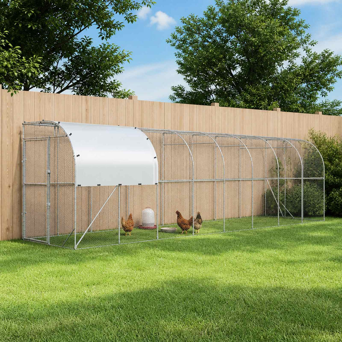Against Wall Chicken Coop Silver 1000 x 100 x 215 cm