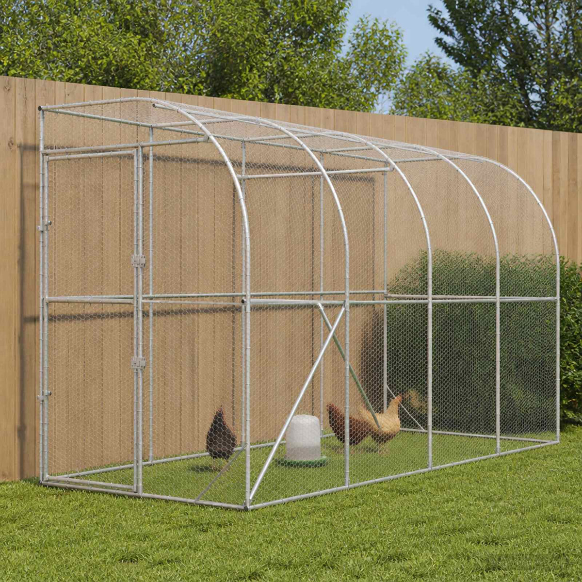 Against Wall Chicken Coop Silver 600 x 150 x 215 cm