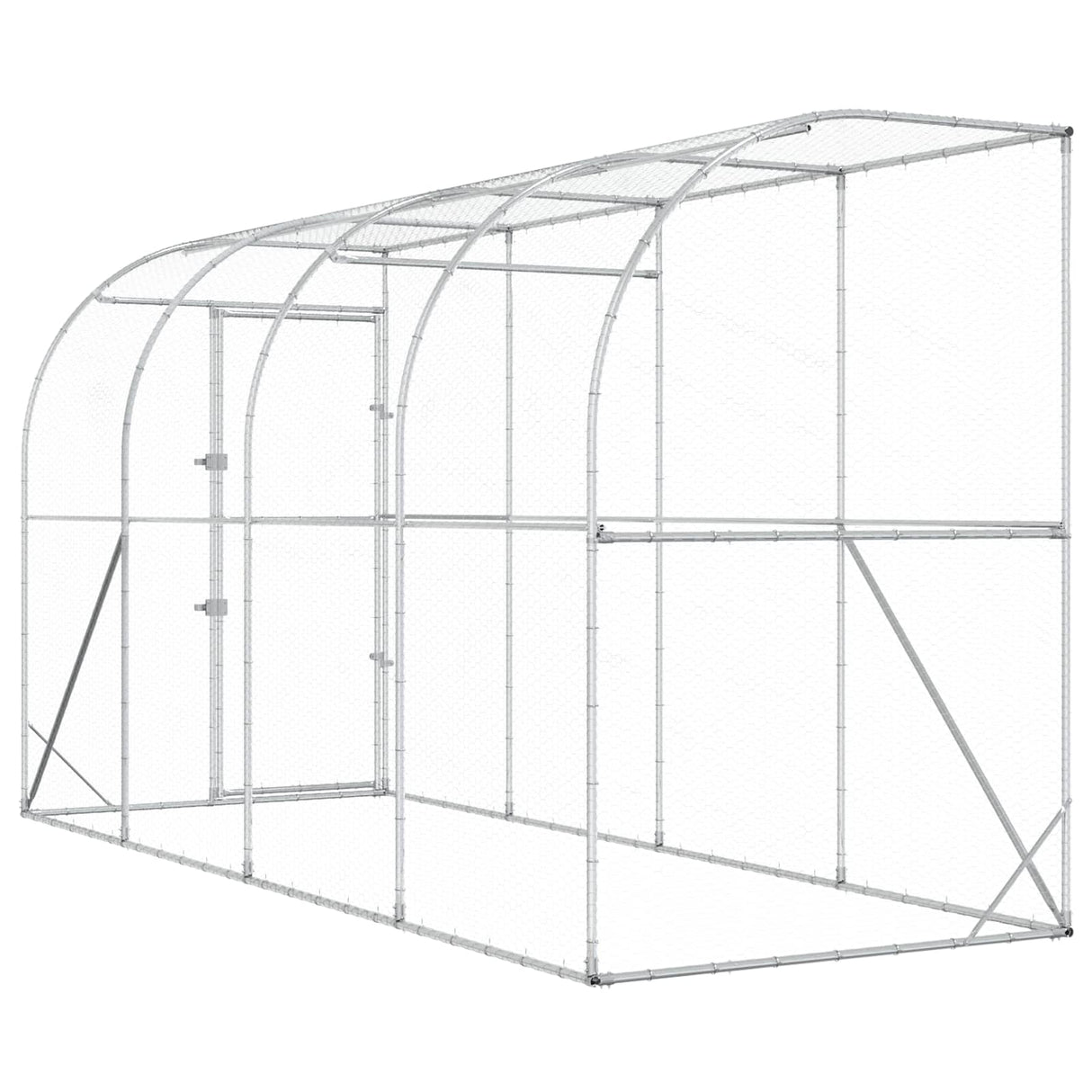 Against Wall Chicken Coop Silver 600 x 150 x 215 cm