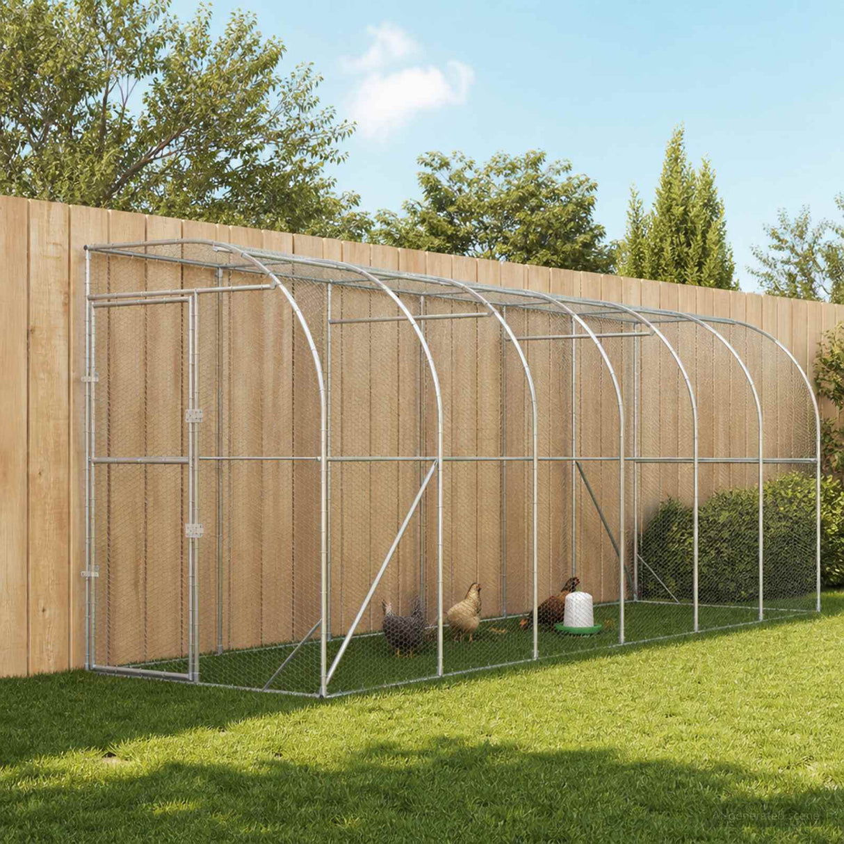 Against Wall Chicken Coop Silver 600 x 150 x 215 cm