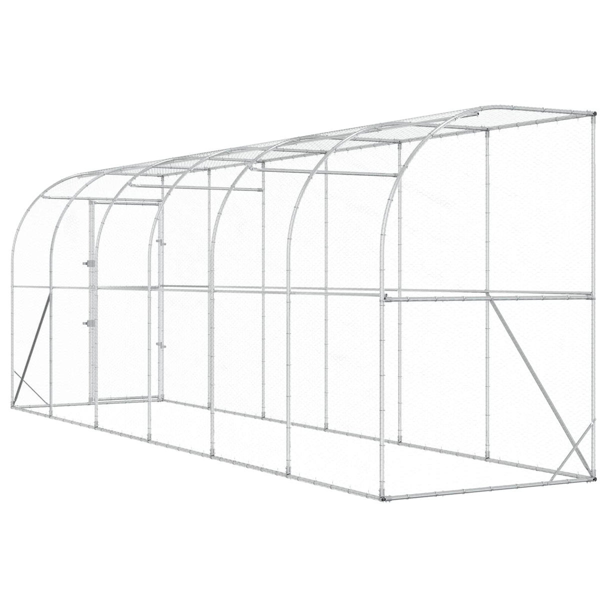 Against Wall Chicken Coop Silver 600 x 150 x 215 cm