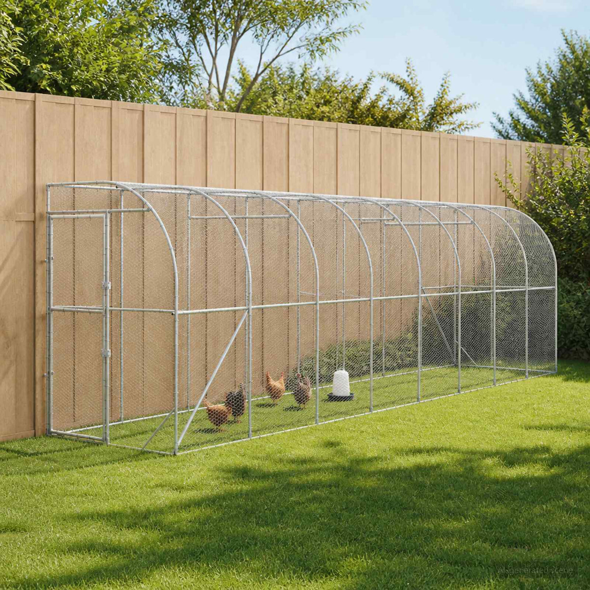 Against Wall Chicken Coop Silver 600 x 150 x 215 cm