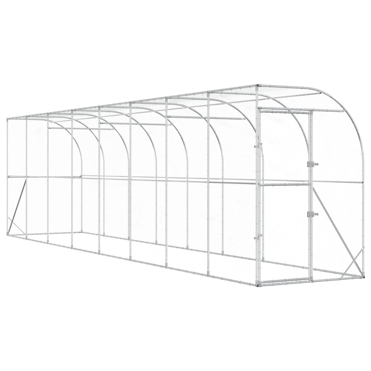 Against Wall Chicken Coop Silver 600 x 150 x 215 cm