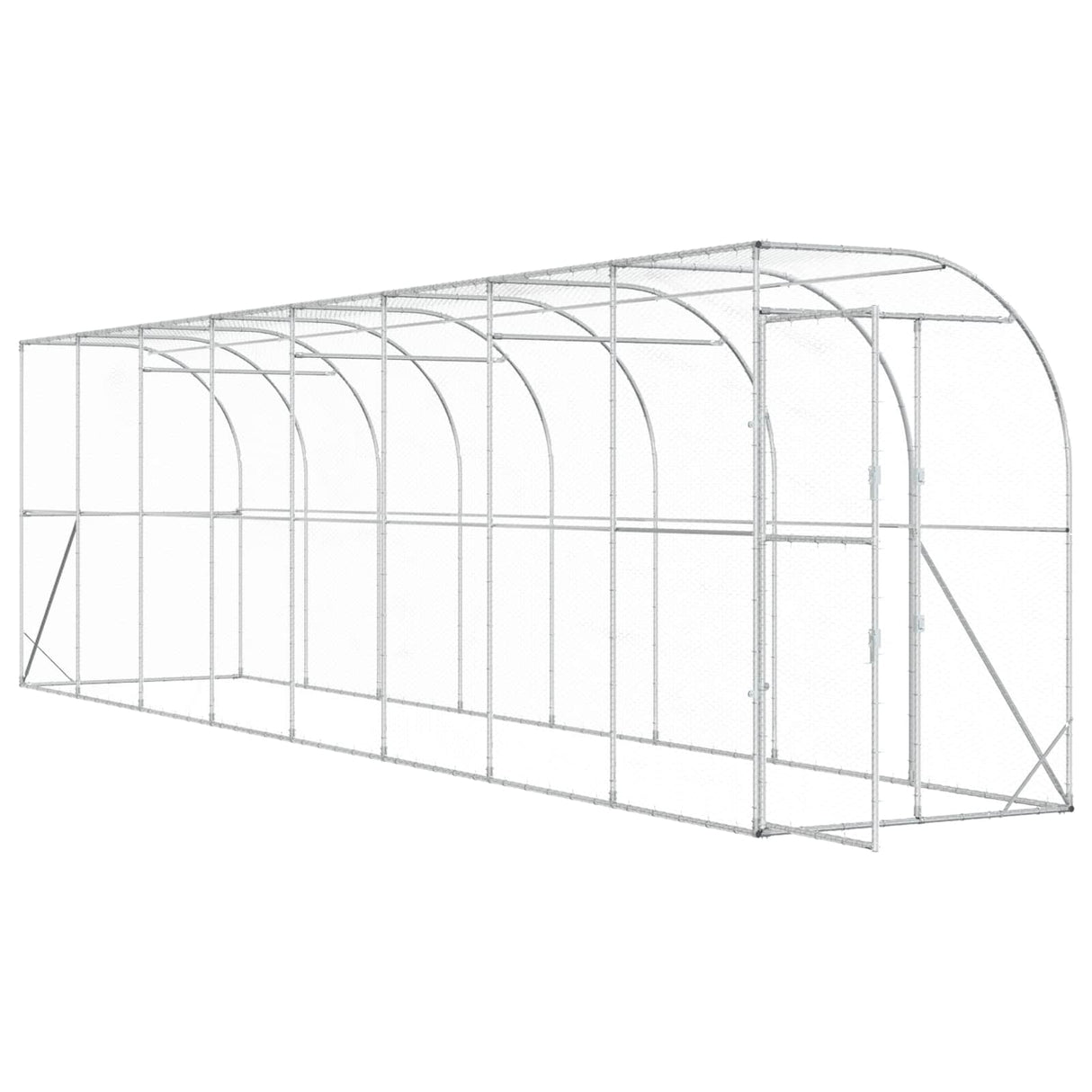 Against Wall Chicken Coop Silver 600 x 150 x 215 cm