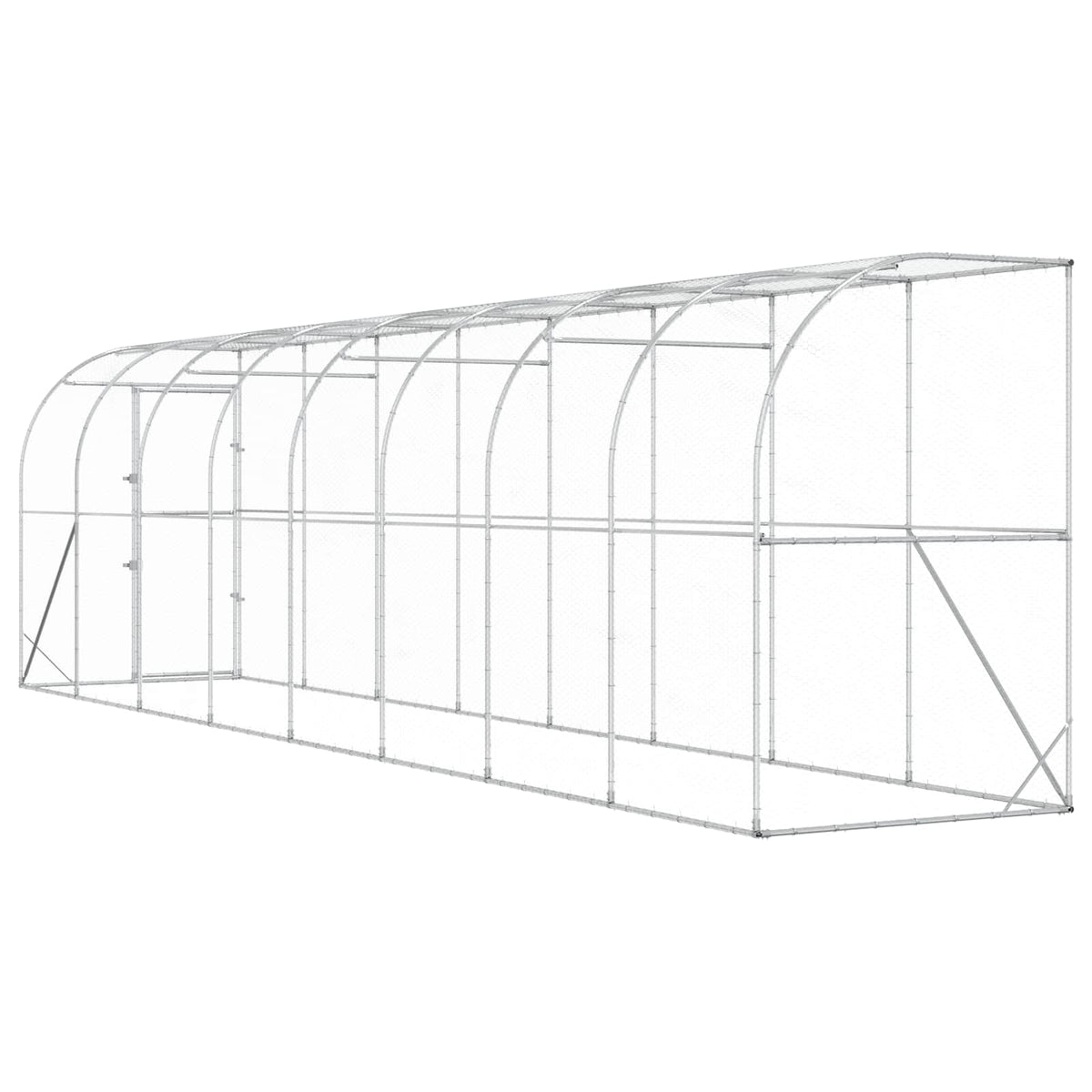 Against Wall Chicken Coop Silver 600 x 150 x 215 cm