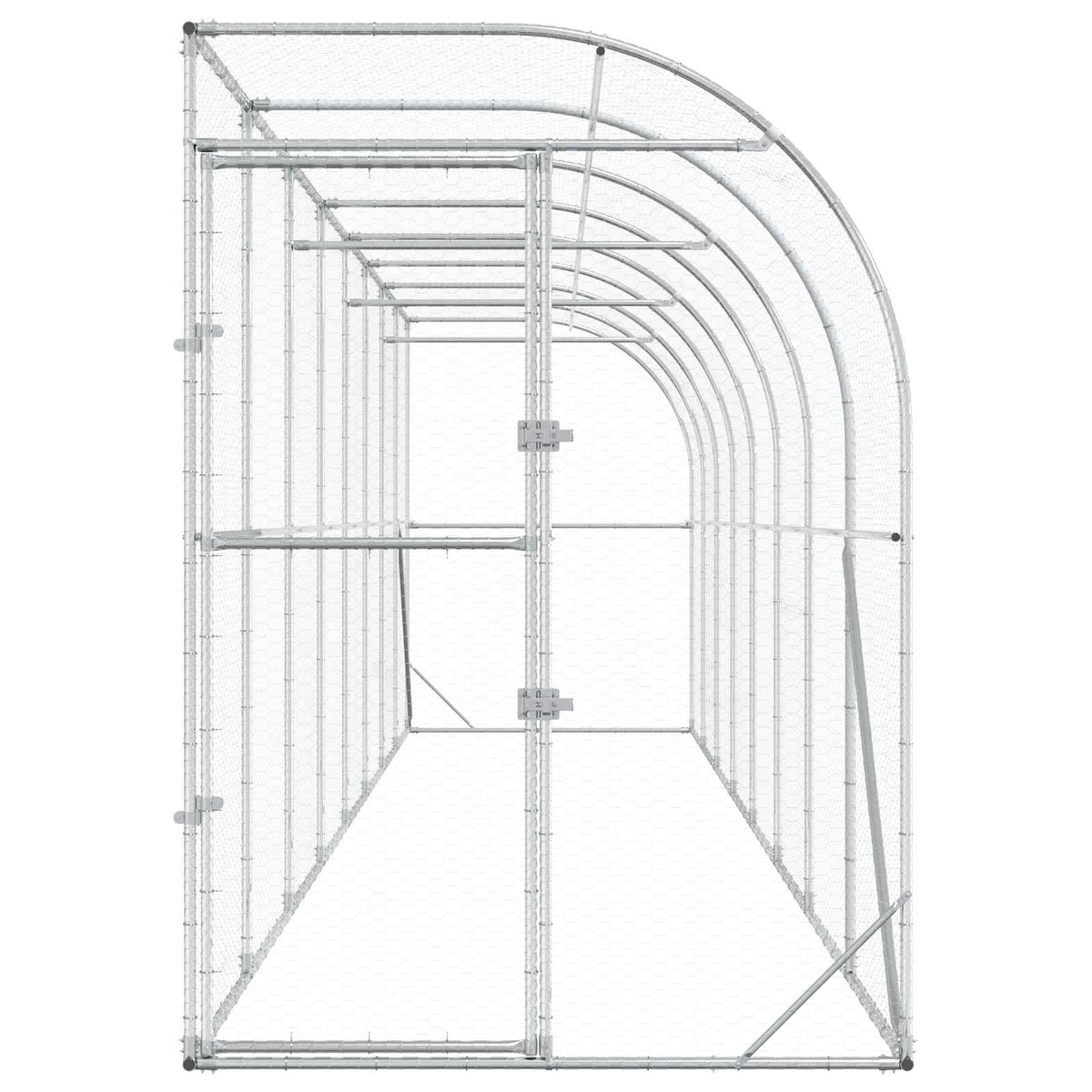 Against Wall Chicken Coop Silver 600 x 150 x 215 cm