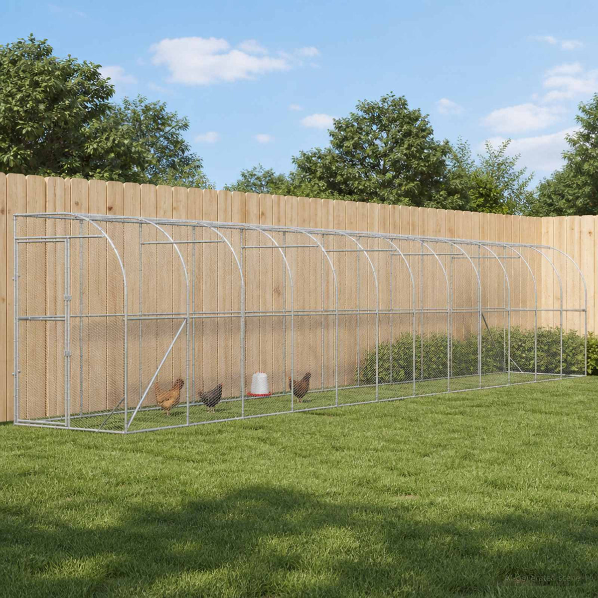 Against Wall Chicken Coop Silver 600 x 150 x 215 cm