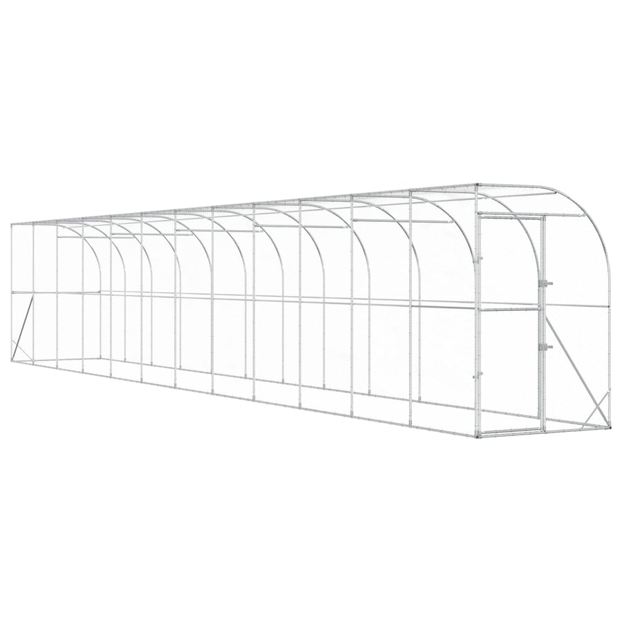 Against Wall Chicken Coop Silver 600 x 150 x 215 cm