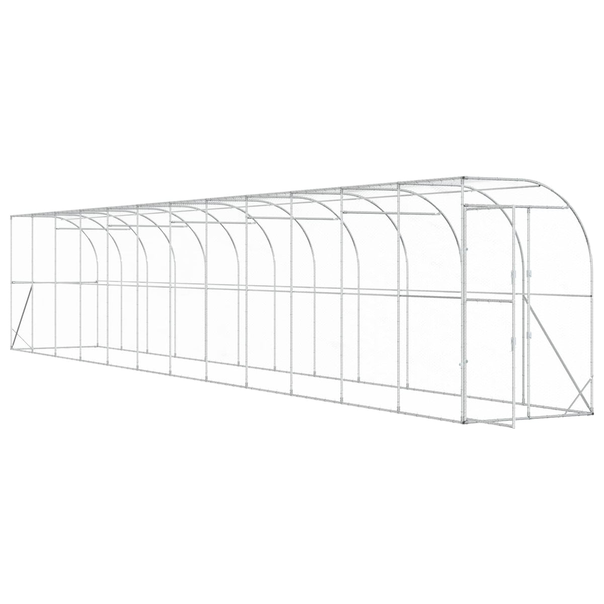 Against Wall Chicken Coop Silver 600 x 150 x 215 cm