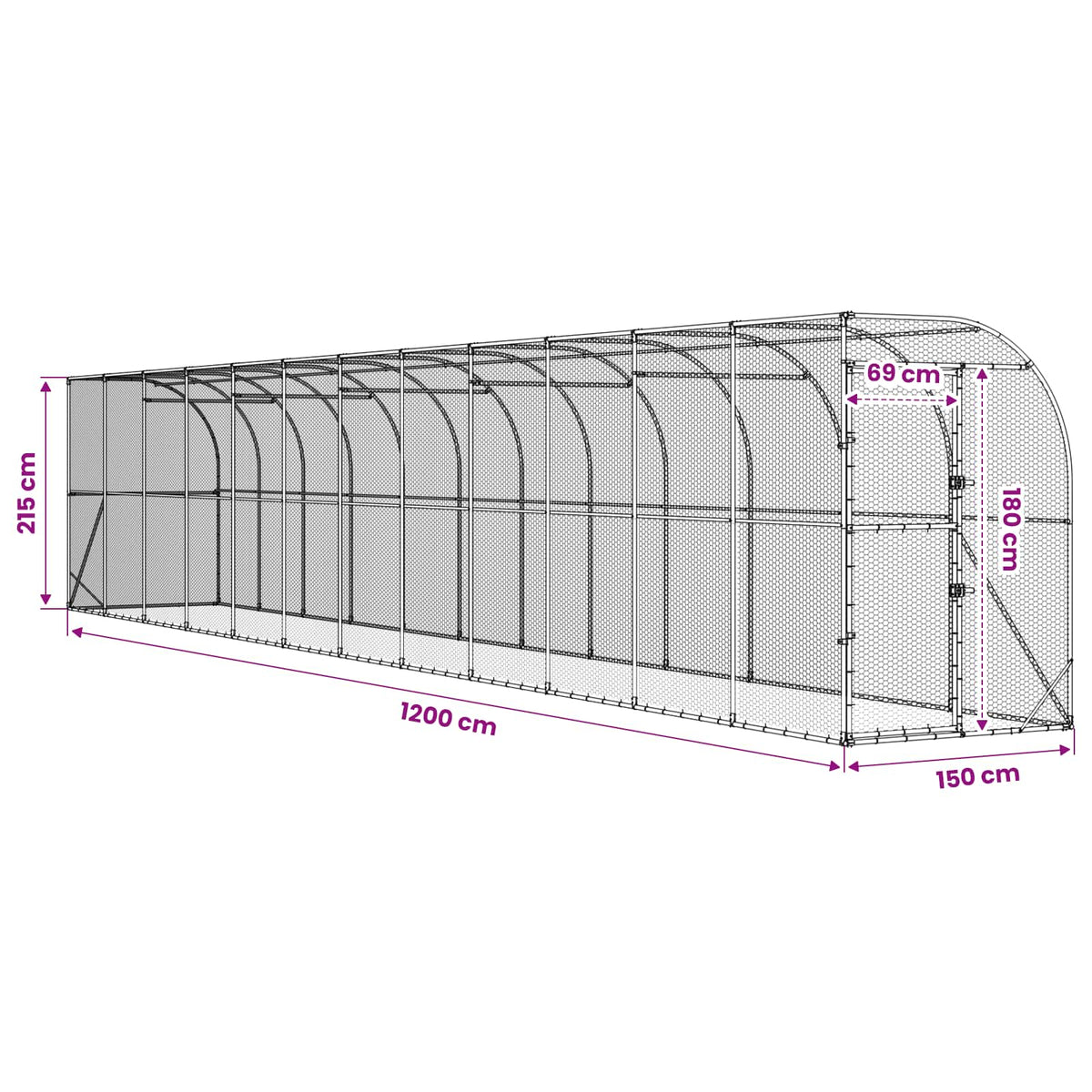 Against Wall Chicken Coop Silver 600 x 150 x 215 cm