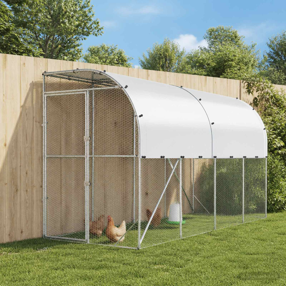 Against Wall Chicken Coop Silver 600 x 150 x 215 cm