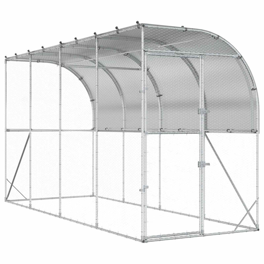 Against Wall Chicken Coop Silver 600 x 150 x 215 cm