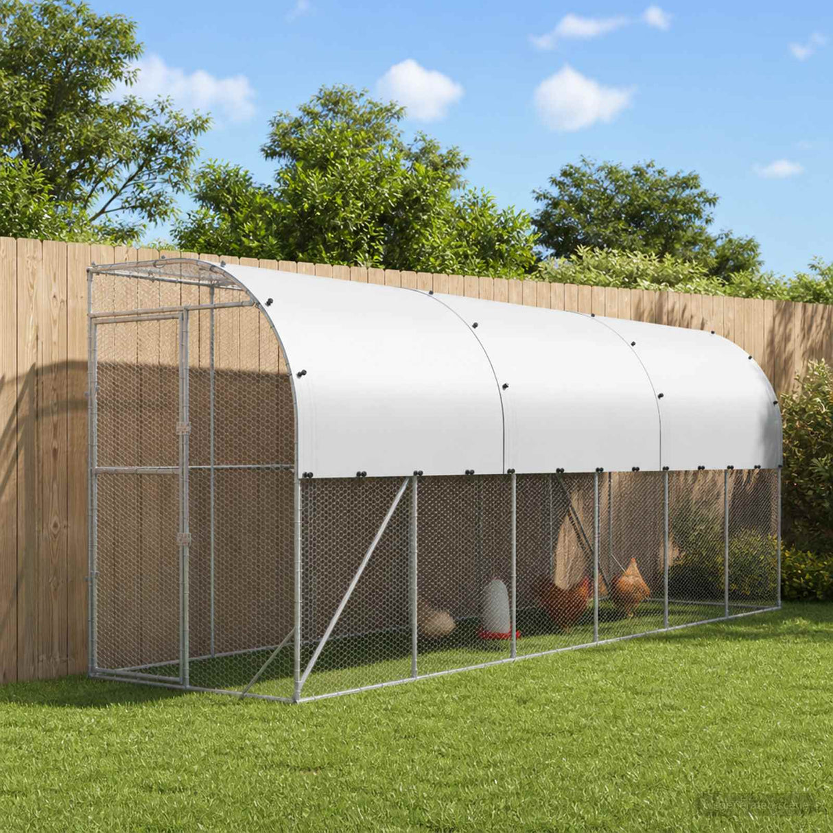 Against Wall Chicken Coop Silver 600 x 150 x 215 cm