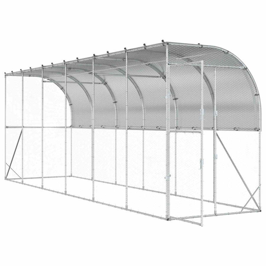 Against Wall Chicken Coop Silver 600 x 150 x 215 cm