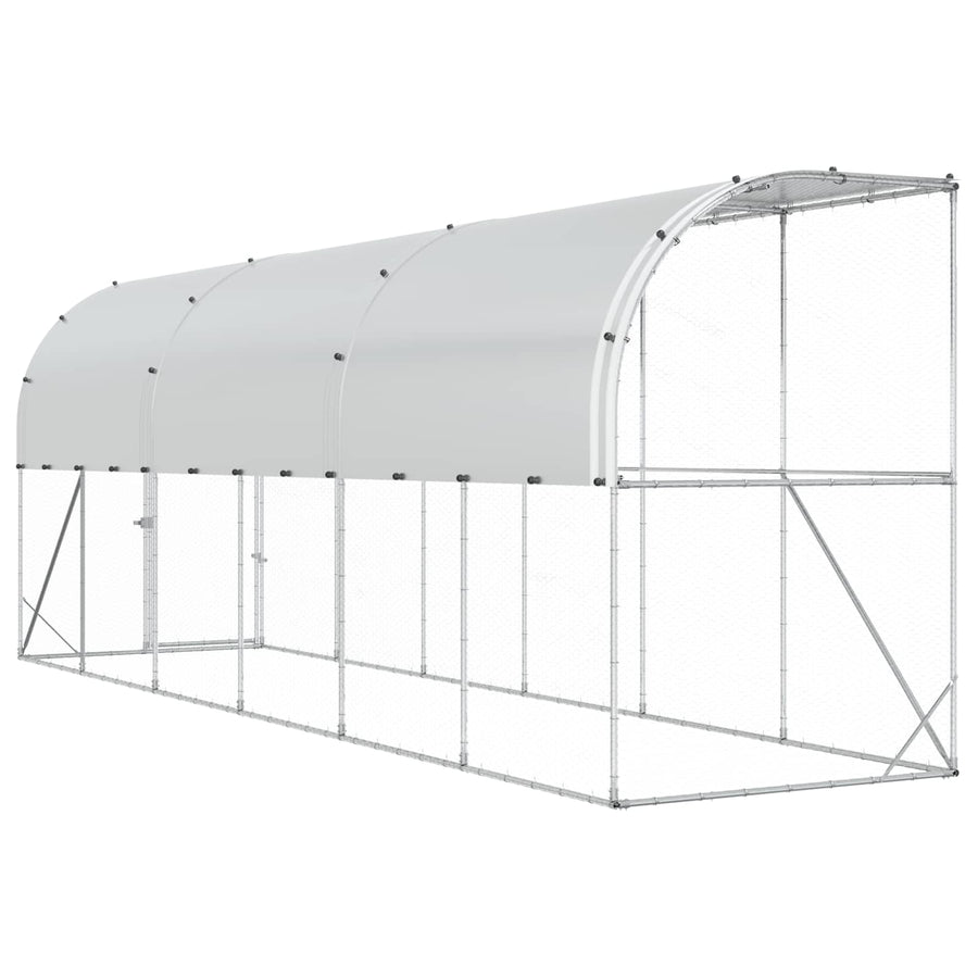 Against Wall Chicken Coop Silver 600 x 150 x 215 cm