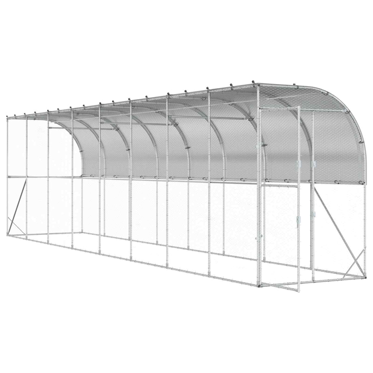 Against Wall Chicken Coop Silver 600 x 150 x 215 cm
