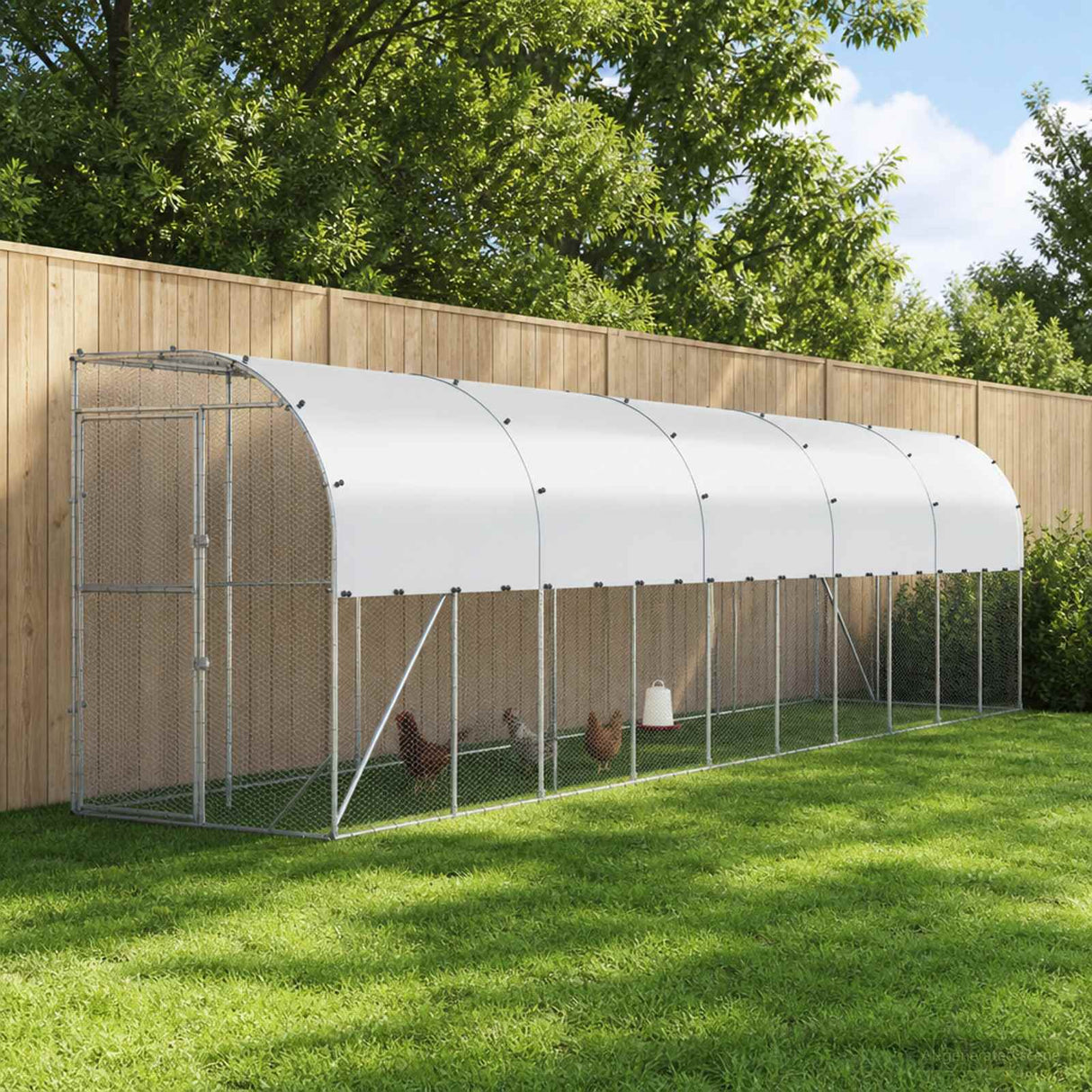 Against Wall Chicken Coop Silver 600 x 150 x 215 cm