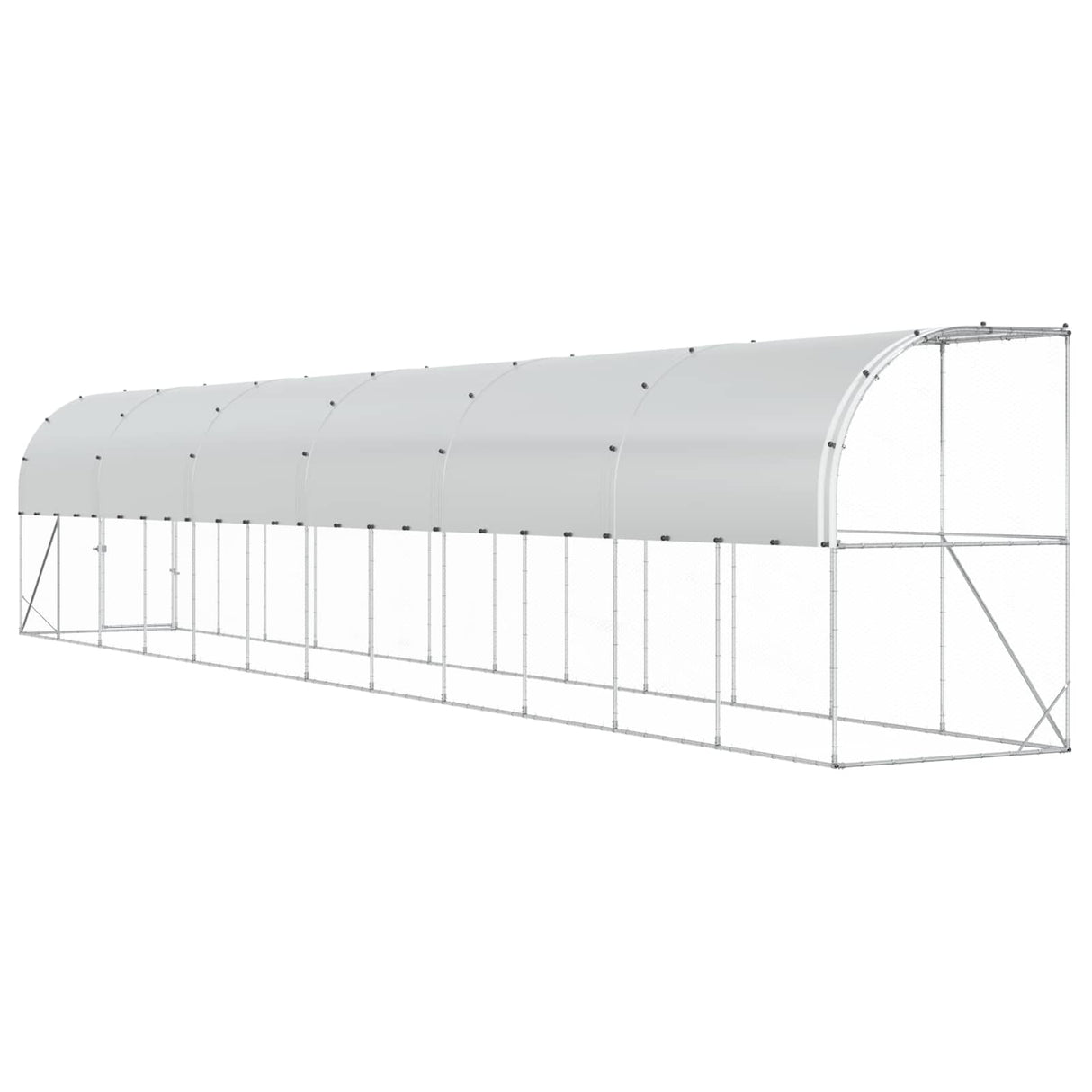 Against Wall Chicken Coop Silver 600 x 150 x 215 cm