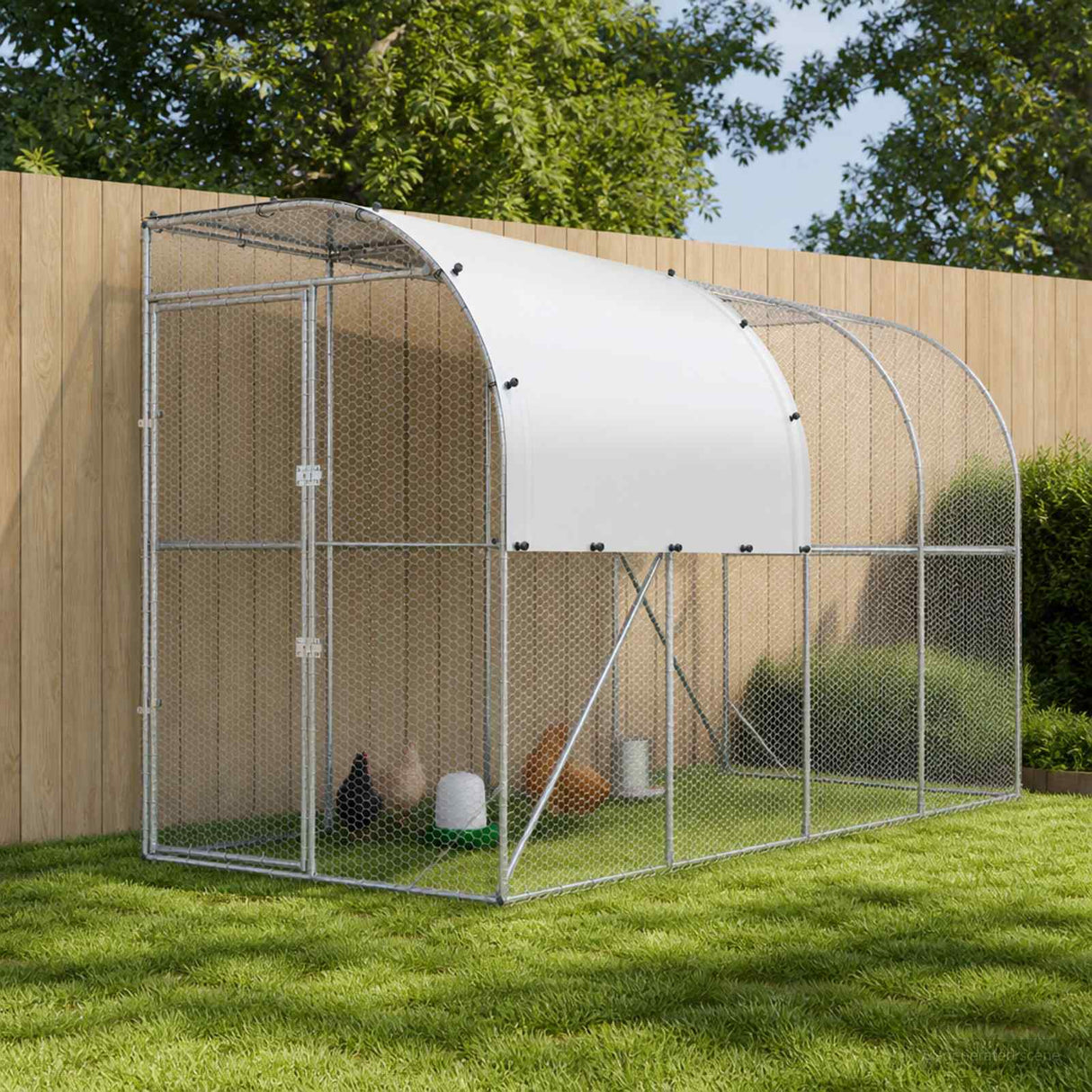 Against Wall Chicken Coop Silver 400 x 150 x 215 cm