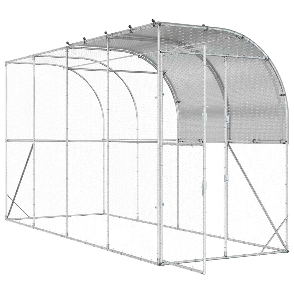 Against Wall Chicken Coop Silver 400 x 150 x 215 cm