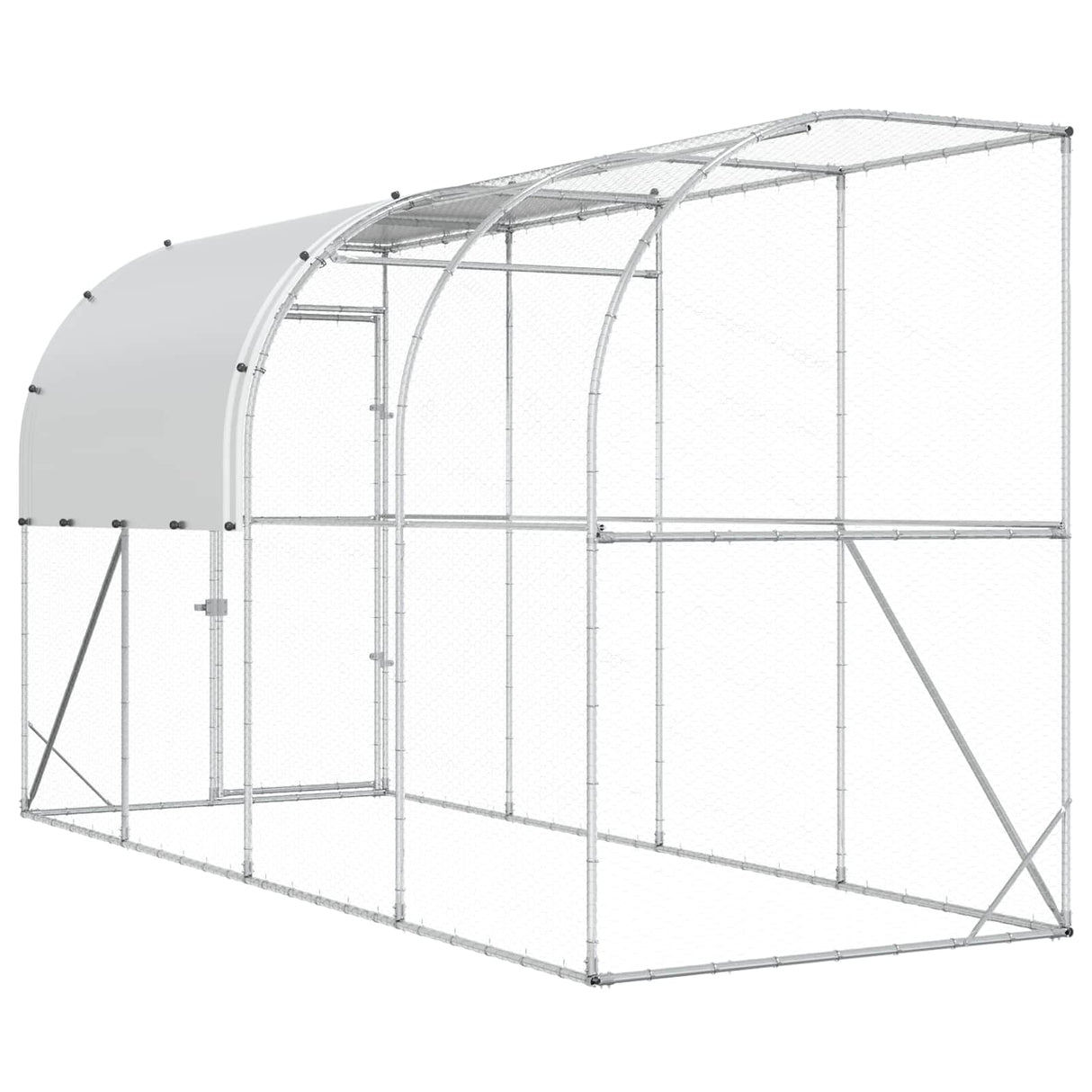 Against Wall Chicken Coop Silver 400 x 150 x 215 cm