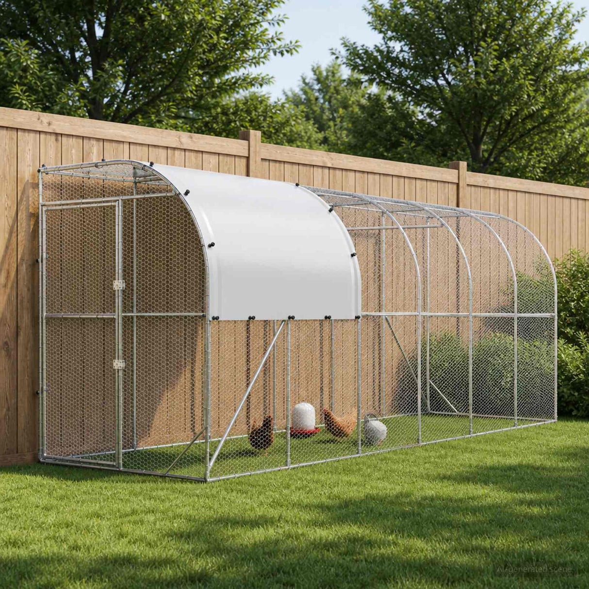 Against Wall Chicken Coop Silver 600 x 150 x 215 cm