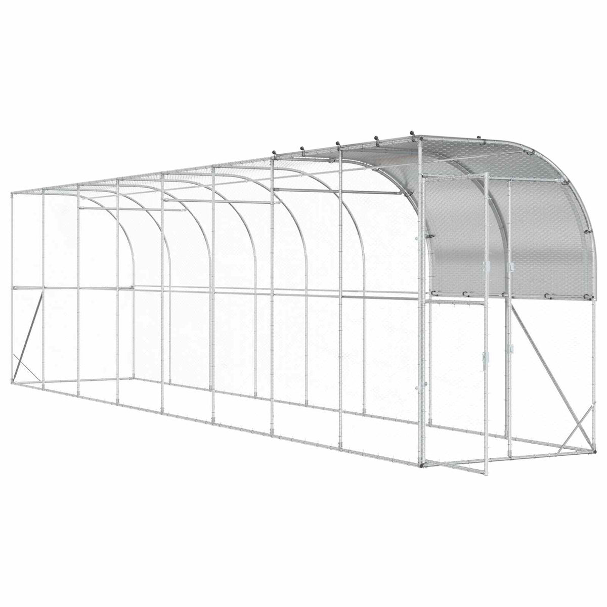 Against Wall Chicken Coop Silver 800 x 150 x 215 cm