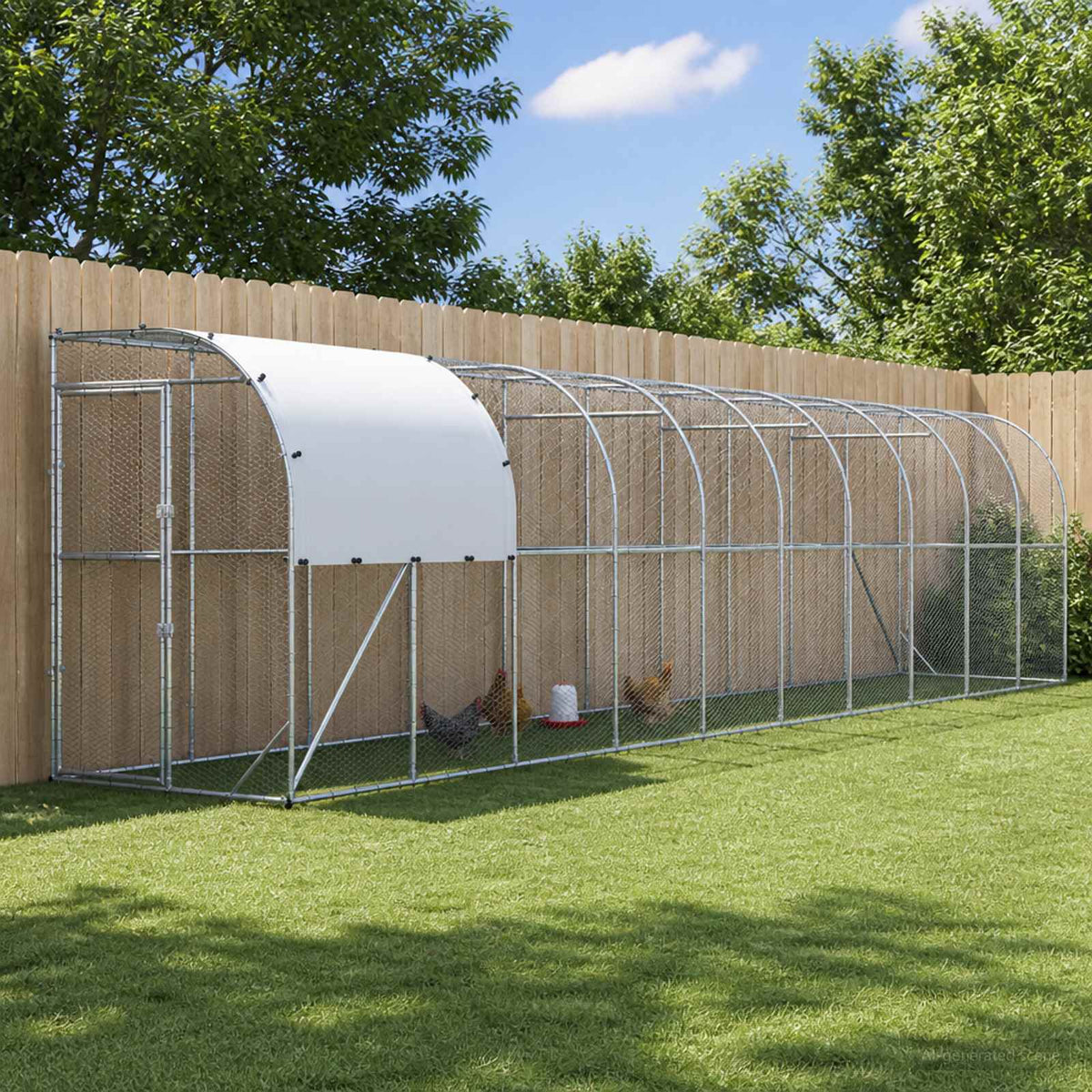 Against Wall Chicken Coop Silver 1000 x 150 x 215 cm