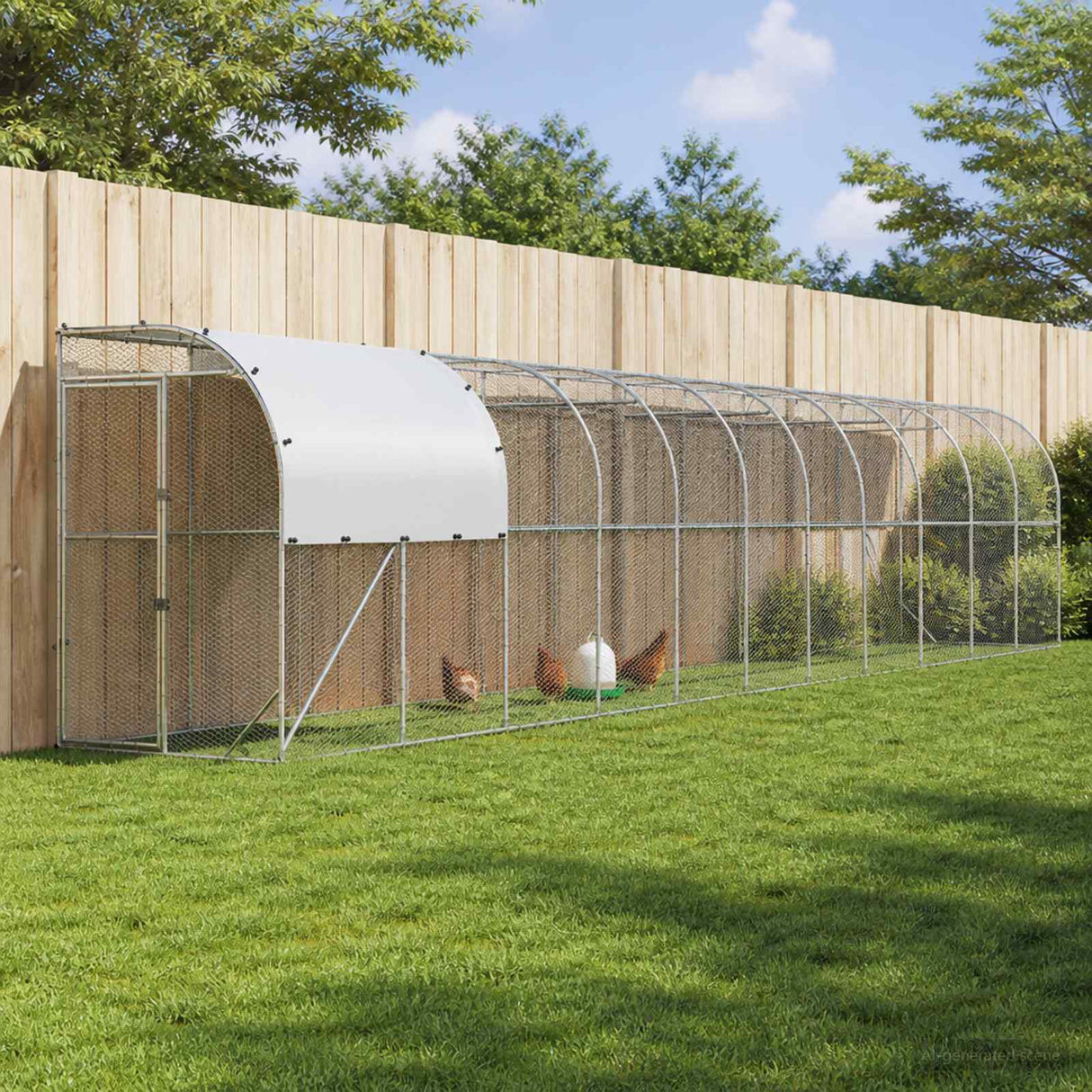 Against Wall Chicken Coop Silver 1200 x 150 x 215 cm