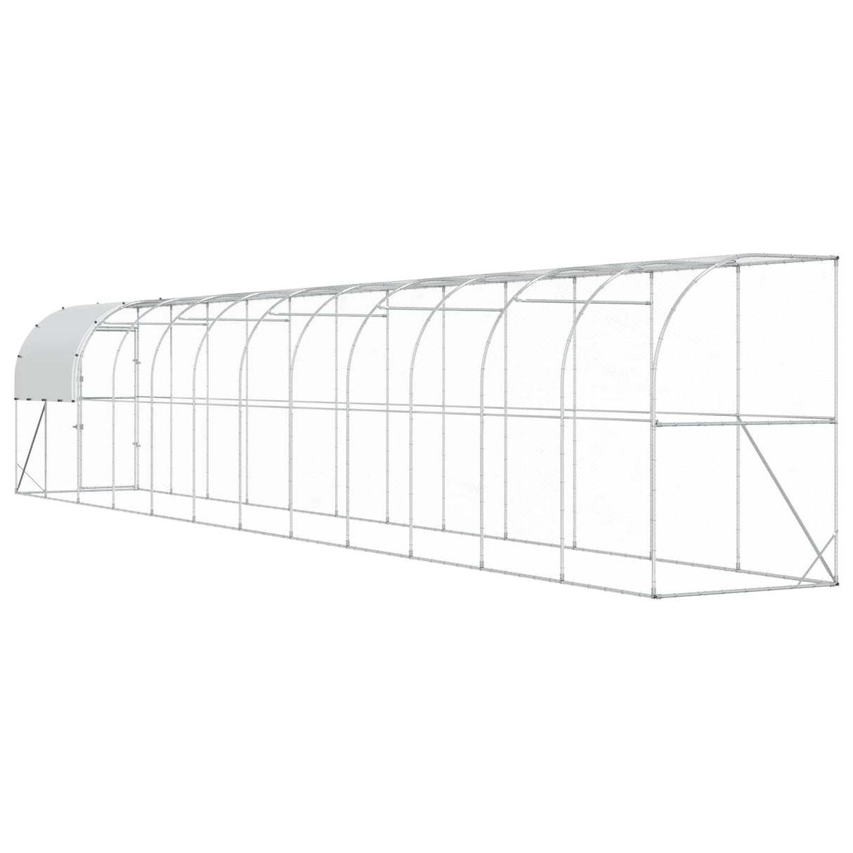 Against Wall Chicken Coop Silver 1200 x 150 x 215 cm