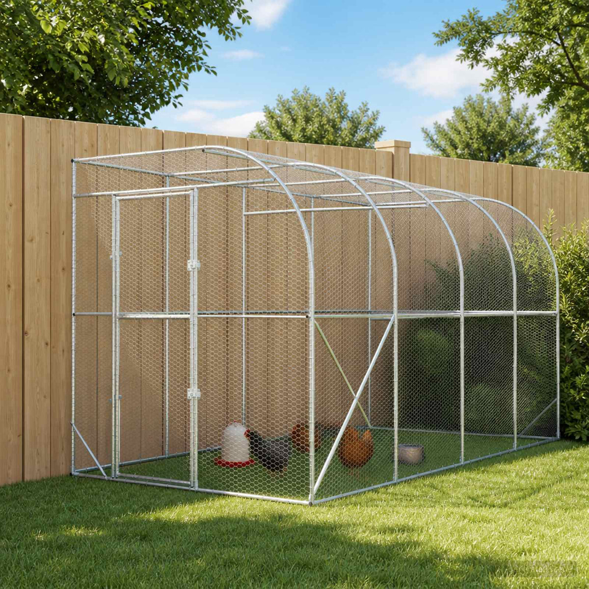 Against Wall Chicken Coop Silver 600 x 150 x 215 cm