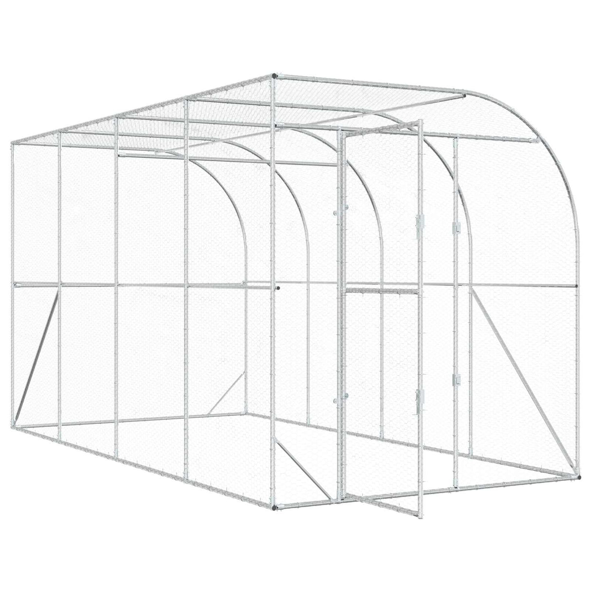 Against Wall Chicken Coop Silver 600 x 150 x 215 cm