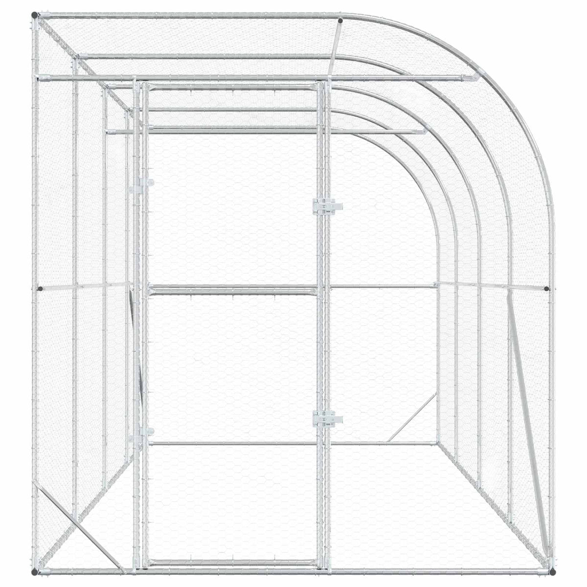 Against Wall Chicken Coop Silver 600 x 150 x 215 cm