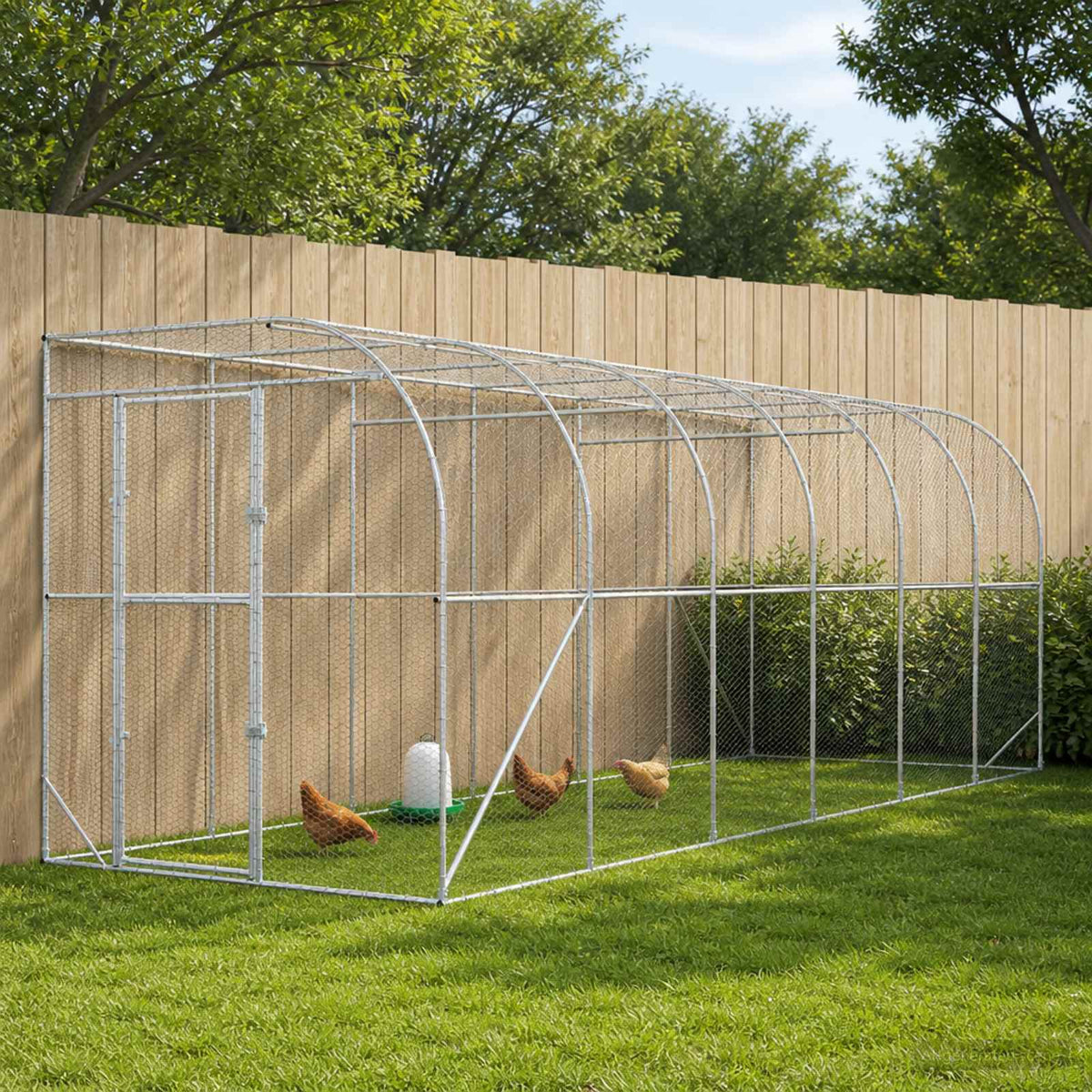 Against Wall Chicken Coop Silver 600 x 150 x 215 cm