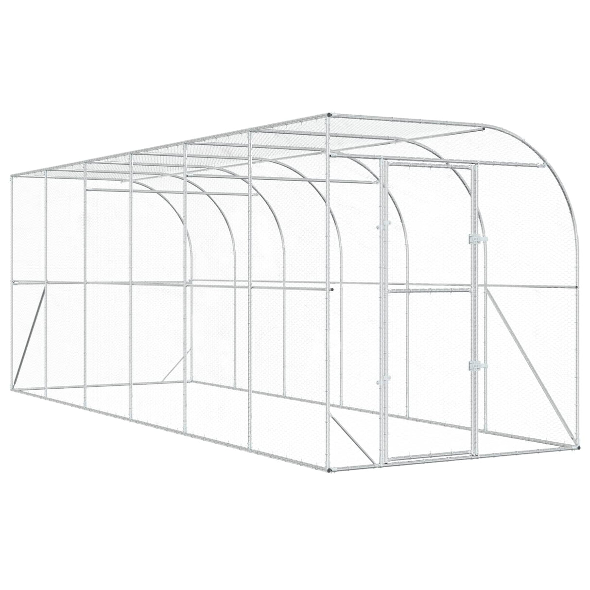 Against Wall Chicken Coop Silver 600 x 150 x 215 cm