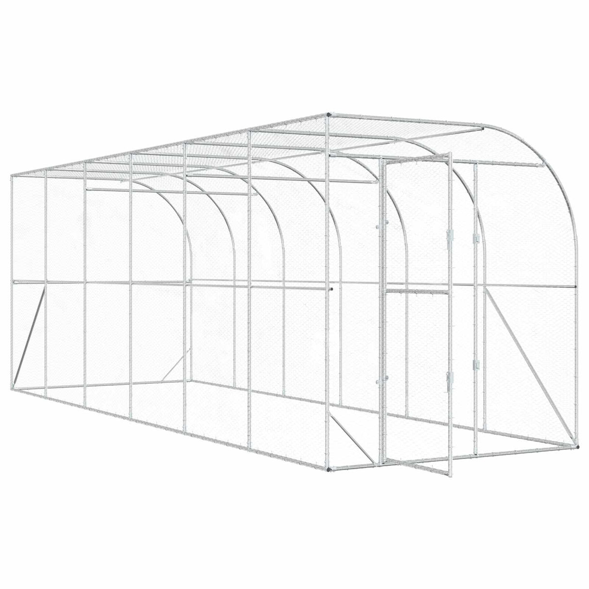 Against Wall Chicken Coop Silver 600 x 150 x 215 cm