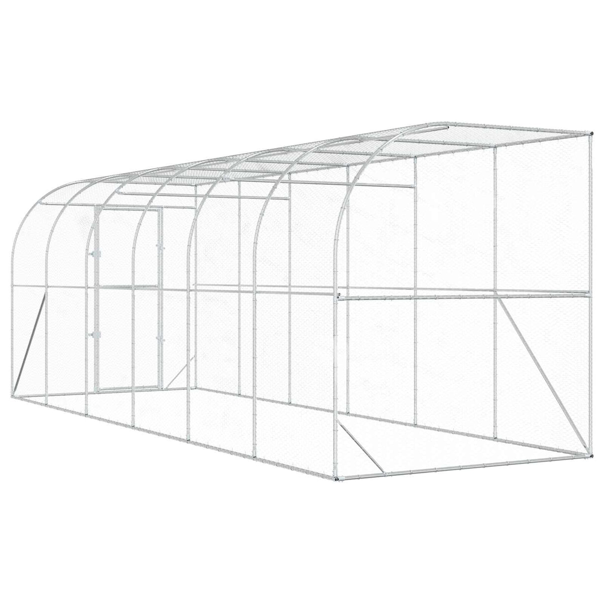 Against Wall Chicken Coop Silver 600 x 150 x 215 cm