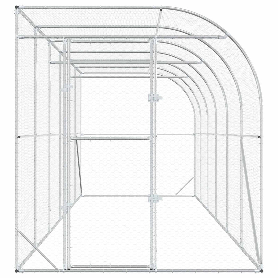 Against Wall Chicken Coop Silver 600 x 150 x 215 cm