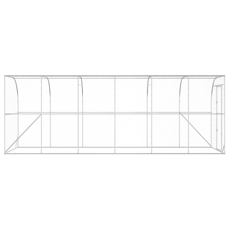 Against Wall Chicken Coop Silver 600 x 150 x 215 cm