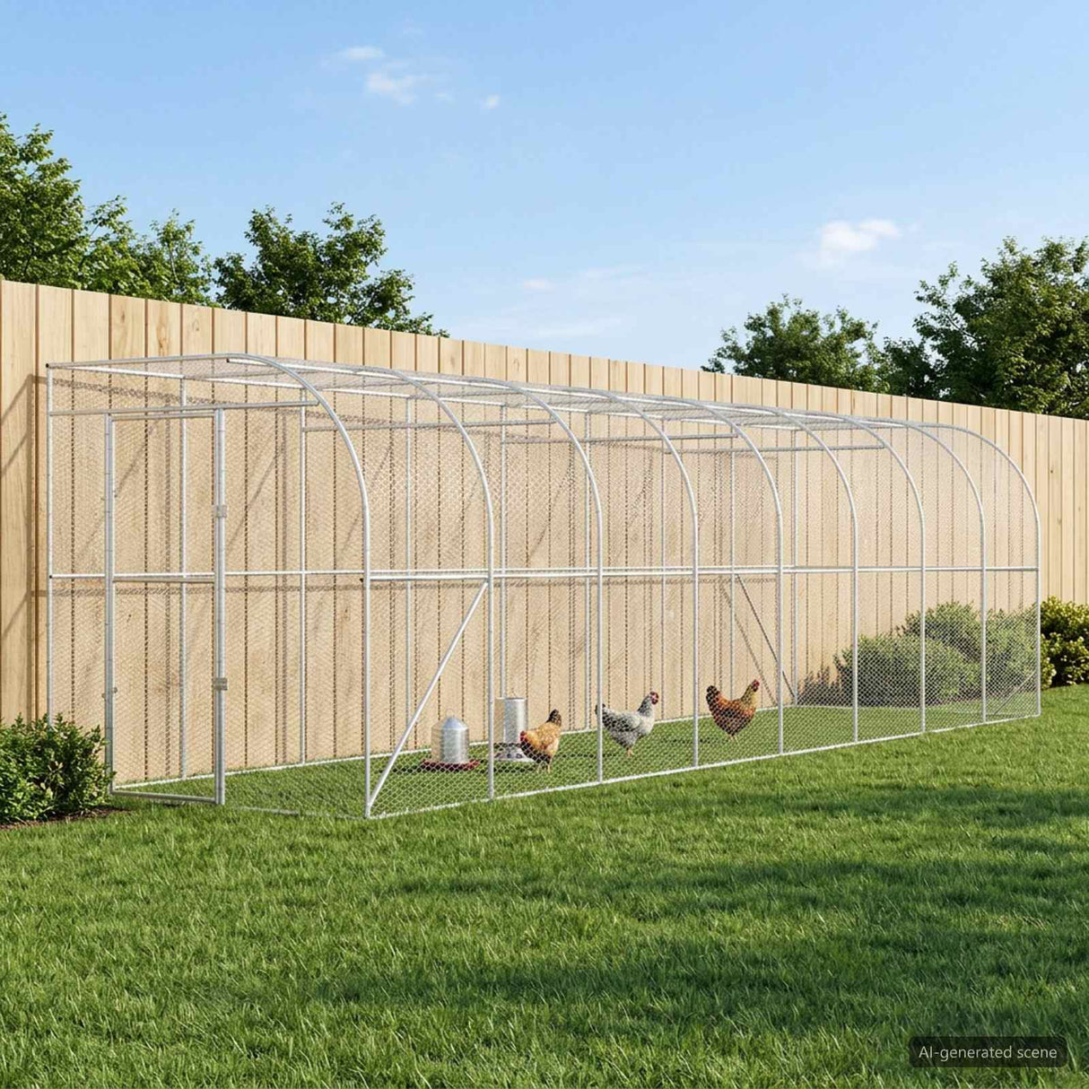 Against Wall Chicken Coop Silver 600 x 150 x 215 cm