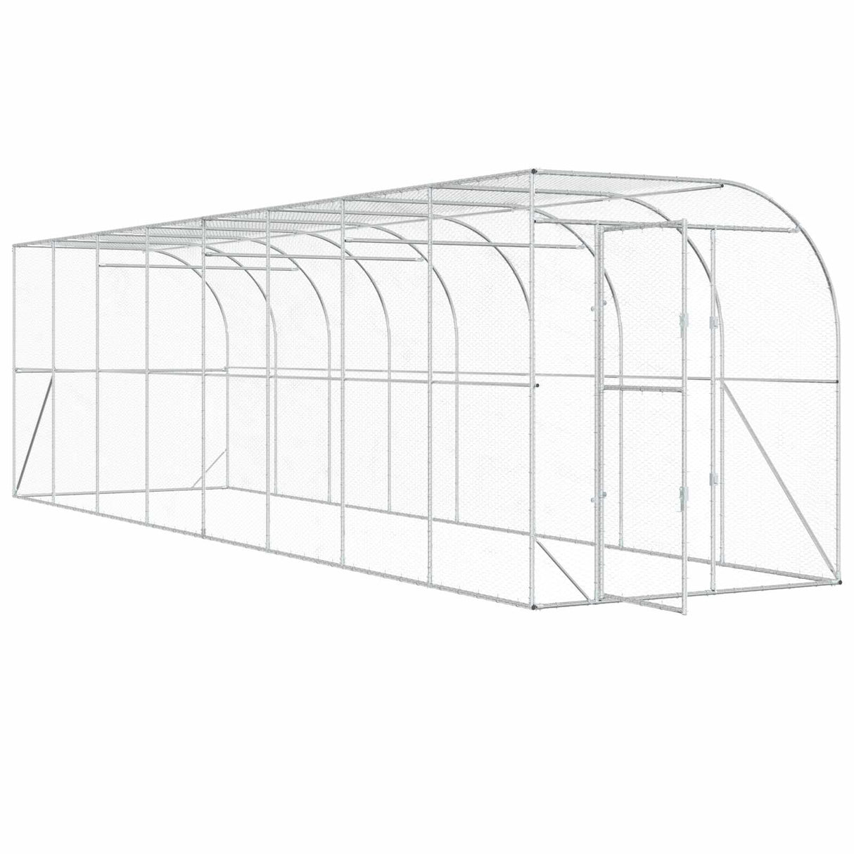 Against Wall Chicken Coop Silver 600 x 150 x 215 cm