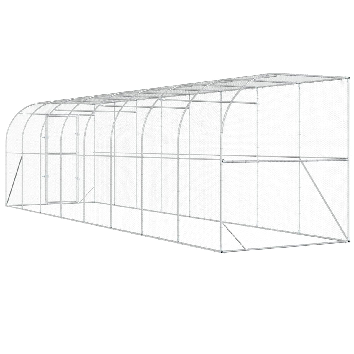 Against Wall Chicken Coop Silver 600 x 150 x 215 cm