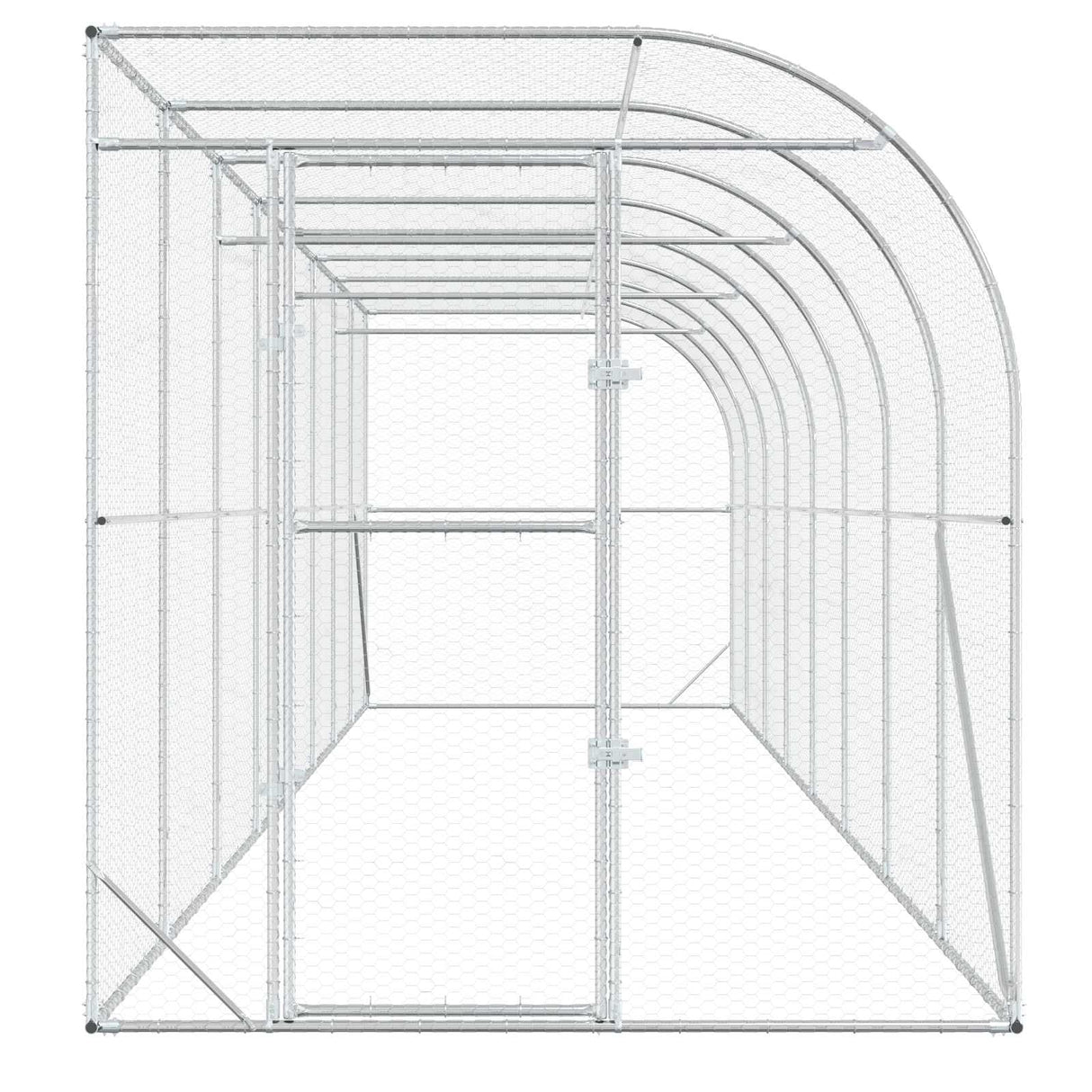 Against Wall Chicken Coop Silver 600 x 150 x 215 cm