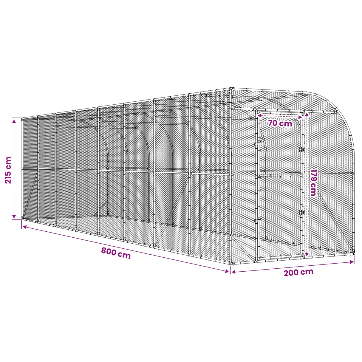 Against Wall Chicken Coop Silver 600 x 150 x 215 cm