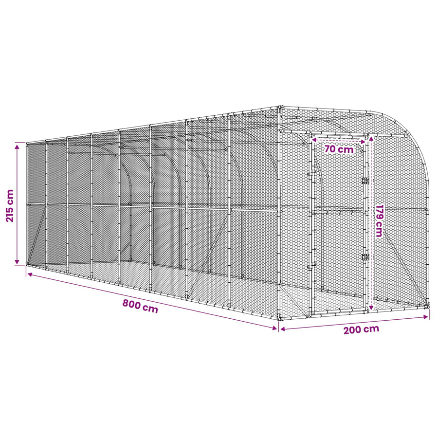 Against Wall Chicken Coop Silver 600 x 150 x 215 cm, image 8