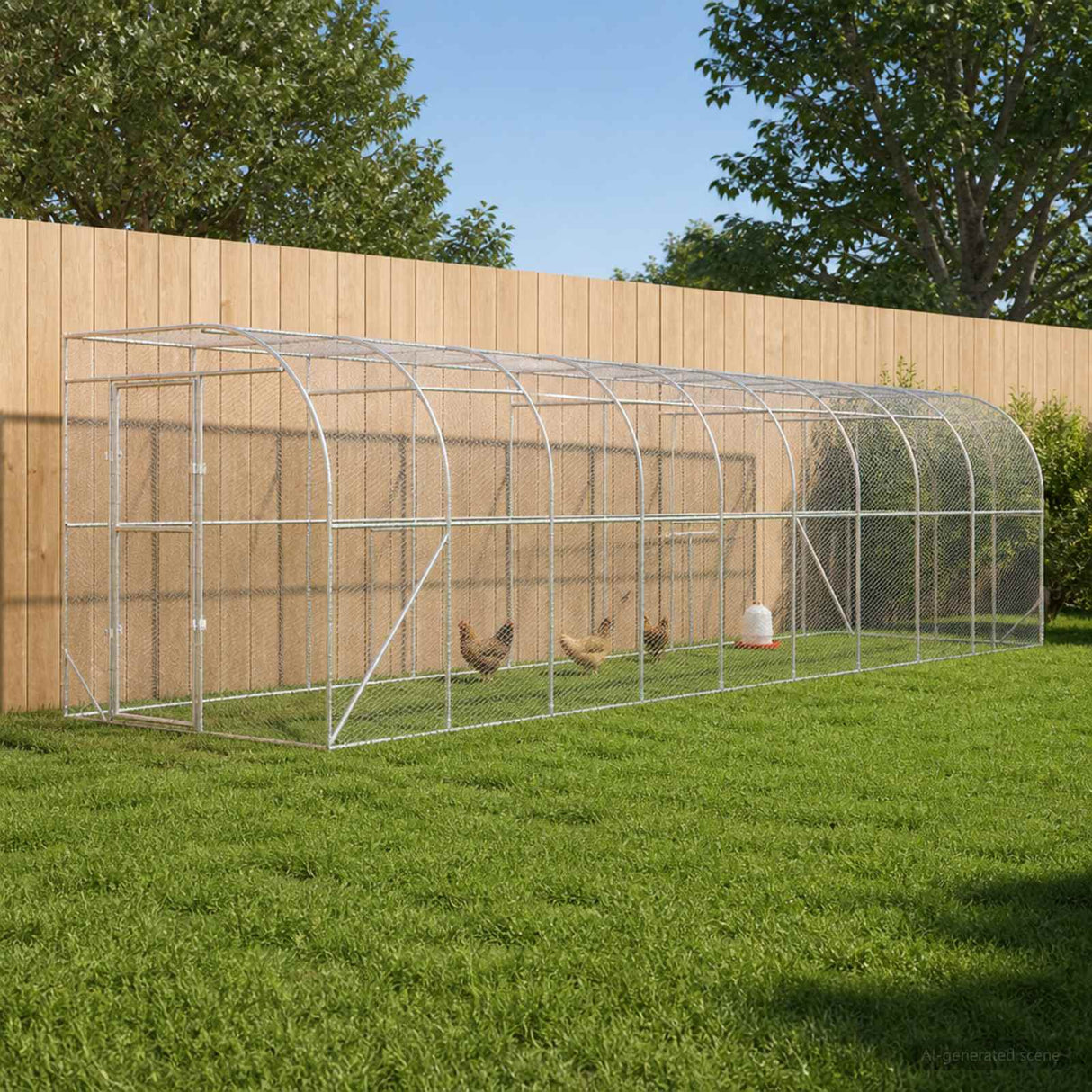 Against Wall Chicken Coop Silver 600 x 150 x 215 cm