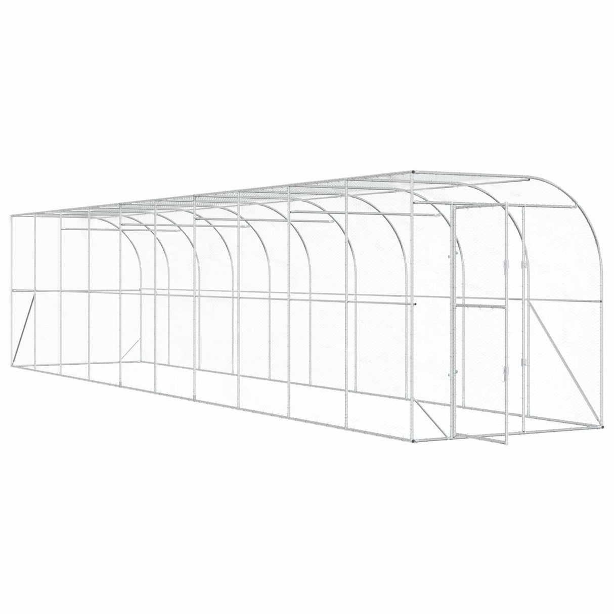 Against Wall Chicken Coop Silver 600 x 150 x 215 cm